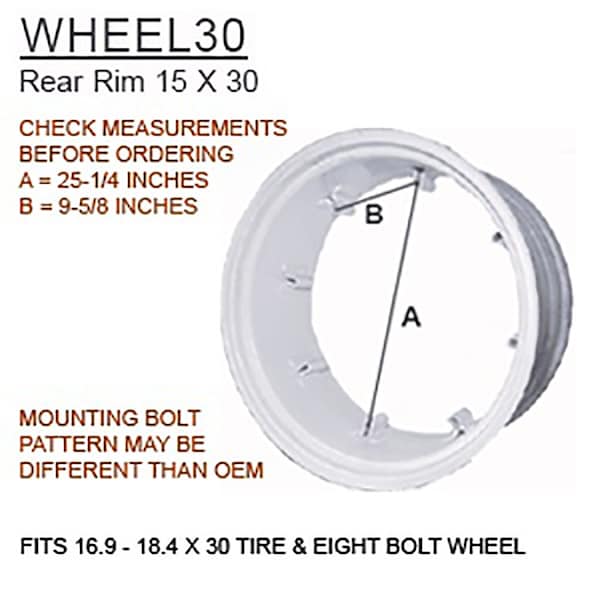 Aftermarket 15 x 30 8 Loop Rear Rim Fits Ford 5000 7610 3000 6600 4110 4600 2600 6610 4000 WHP60-0042 - main